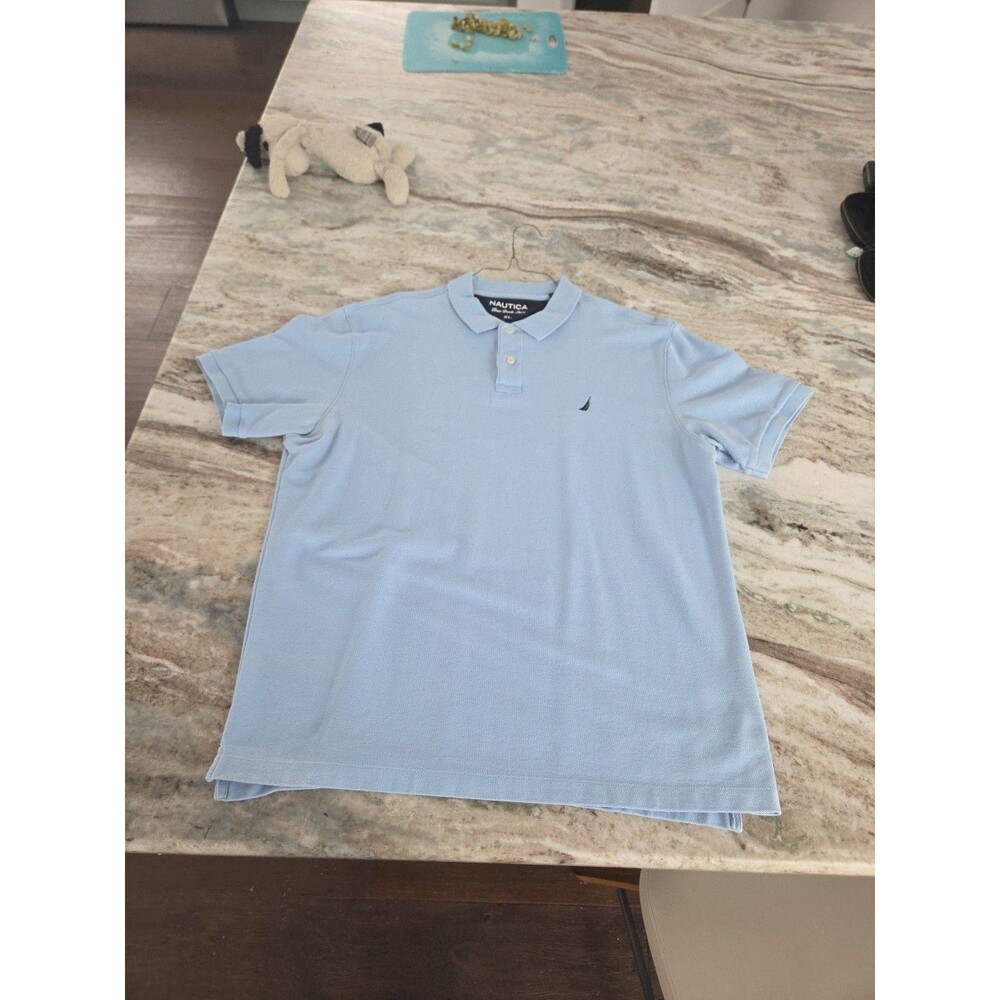 #191 Nautica XL Blue Classic Fit Performance Deck Polo Men's Cotton Blend Logo